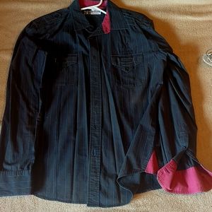 Monarchy Collection Men's Large Long Sleeve Navy Blue with Light Blue Stitching